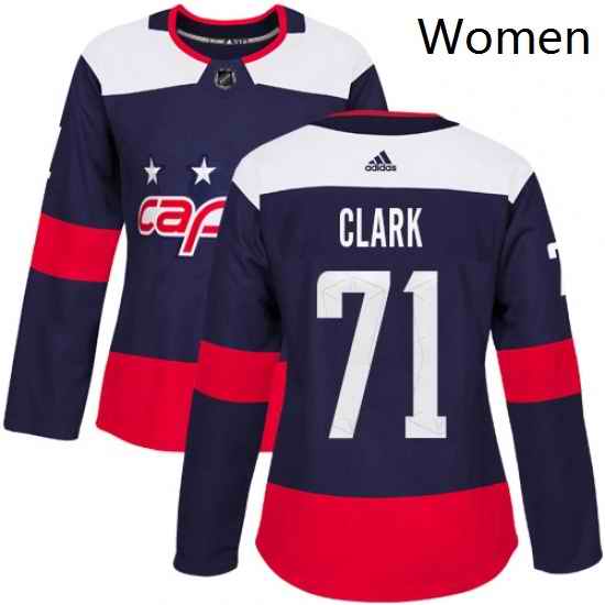 Womens Adidas Washington Capitals 71 Kody Clark Authentic Navy Blue 2018 Stadium Series NHL Jerse